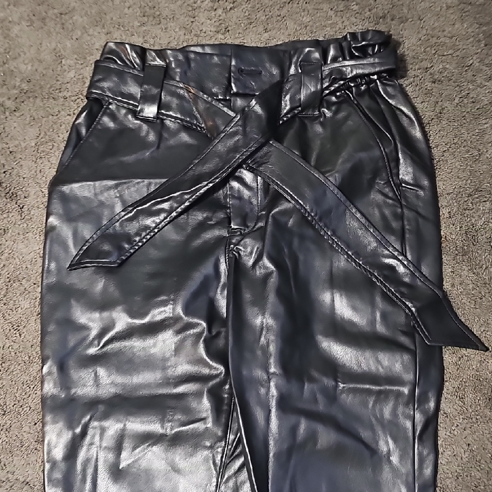 Express Black Faux Leather Trousers